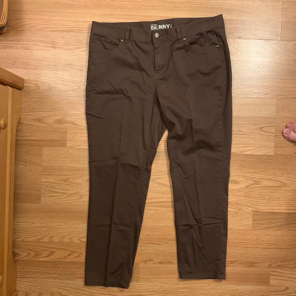 Dark Brown Low Rise Skinny Leg Light Weight Cotton Pants